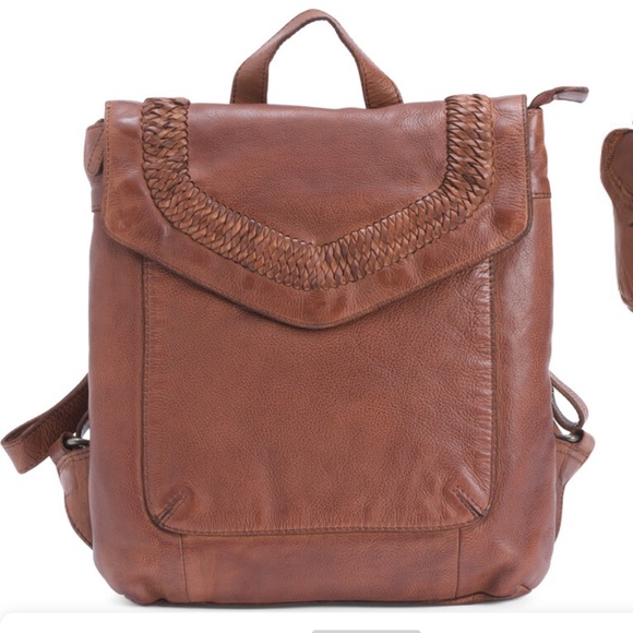 Vilenca Holland Handbags - Vilenca Holland Leather V-stitch Flap Backpack
